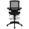 Emma and Oliver Mid-Back Transparent Mesh Drafting Chair with Flip-Up Arms